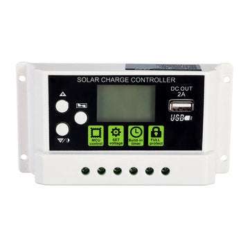 10A 12V/24V PWM Solar Panel Charge Controller Li-ion & Lead Acid Battery Charger USB LCD Display