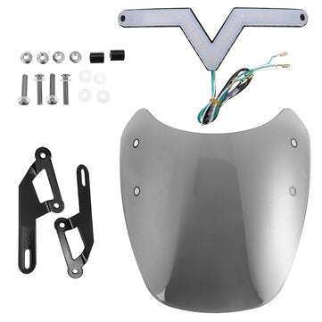 Universal LED Front Fairing Windshield Motorcycle Windscreen Fitting 5"-7" Round Headlight
