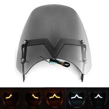 Universal LED Front Fairing Windshield Motorcycle Windscreen Fitting 5"-7" Round Headlight