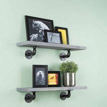 Pipe Shelf Brackets Wall Mounted Metal Pipe Brackets Industrial Black Shelf Vintage for Wall Mounted