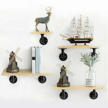 Pipe Shelf Brackets Wall Mounted Metal Pipe Brackets Industrial Black Shelf Vintage for Wall Mounted