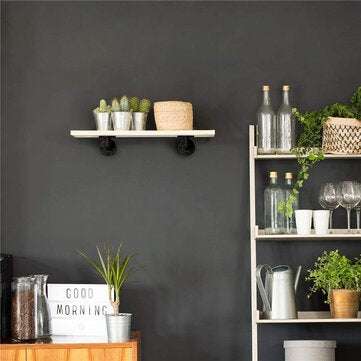 Pipe Shelf Brackets Wall Mounted Metal Pipe Brackets Industrial Black Shelf Vintage for Wall Mounted