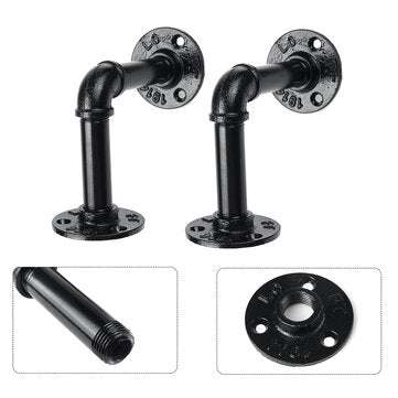 Pipe Shelf Brackets Wall Mounted Metal Pipe Brackets Industrial Black Shelf Vintage for Wall Mounted