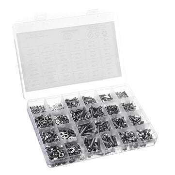 Suleve MXSH9 1220Pcs Stainless Steel Hex Socket Pan Head Screws Bolt Nuts Washers Assortment Kit M2