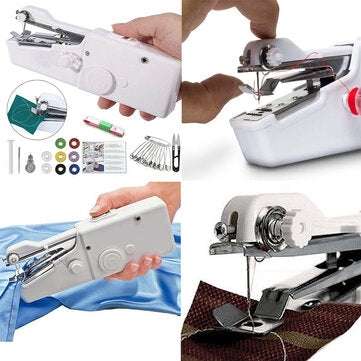 Mini Portable Sewing Machine Handheld Cordless Quick Clothes Stitch For Home Travel