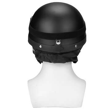 Retro Matt Black Motorcycle Half Face Helmet Biker Scooter With Sun Visor UV Goggles Cafe Racer