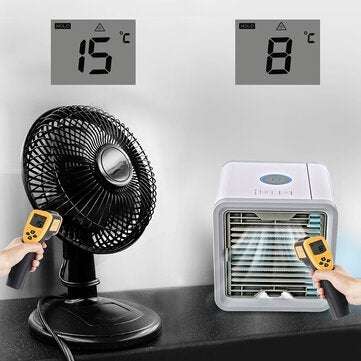 Portable Air Cooler Fan Mini USB Air Conditioner 7 Colors Light Desktop Air Cooling Fan Humidifier P