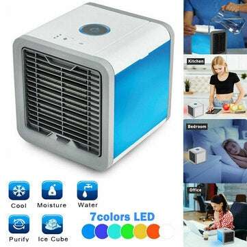 Portable Air Cooler Fan Mini USB Air Conditioner 7 Colors Light Desktop Air Cooling Fan Humidifier P