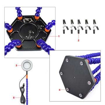 NEWACALOX Soldering PCB Holder Tool Six Arms Helping Hands Third Hand Crafts Repair Helping Welding