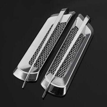 Pair Universal Silver Car Side Air Flow Vent Fender Intake Decoration Stickers