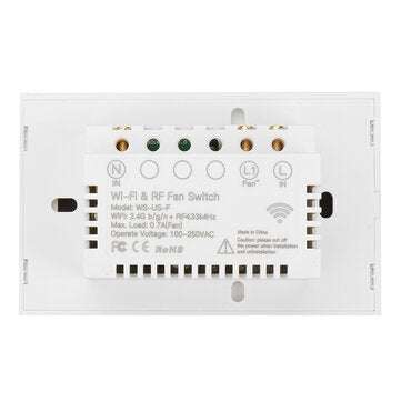 MoesHouse Black WiFi+RF433 Smart US Ceiling Fan Switch Smart Life/Tuya App 2/3 Way Control Wireless