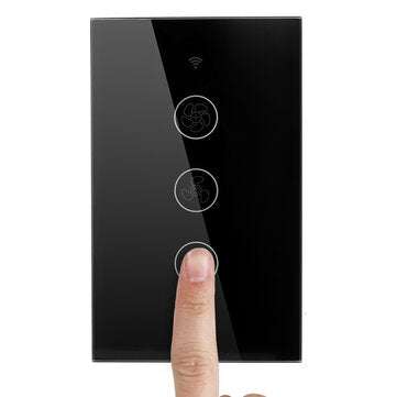 MoesHouse Black WiFi+RF433 Smart US Ceiling Fan Switch Smart Life/Tuya App 2/3 Way Control Wireless