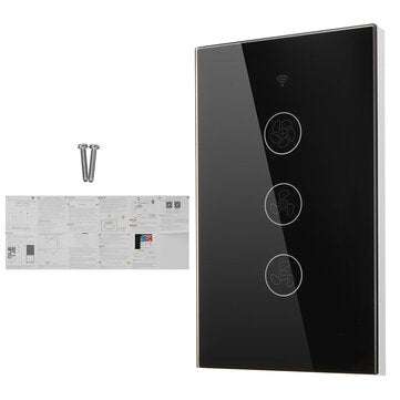 MoesHouse Black WiFi+RF433 Smart US Ceiling Fan Switch Smart Life/Tuya App 2/3 Way Control Wireless