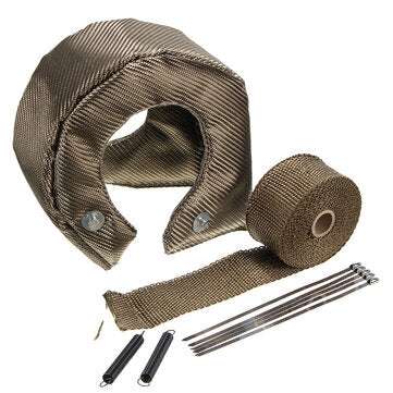 T4 Turbo Heat Shield Blanket Cover with Exhaust Manifold Downpipe Wrap Kit (COLOR.: TITANIUM)