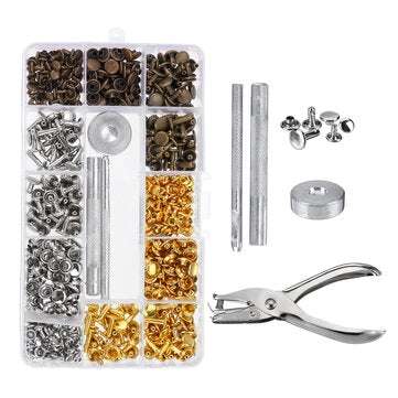 Sets Leather Craft Double Cap Rivets Tubular Metal Studs Fixing Tools Kit