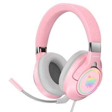 ONIKUMA K15 Gaming Headset RGB Light Wired Headphones With Microphone Stereo Earpho... (COLOR: PINK)
