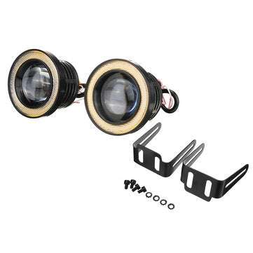 Pair 7 Colours Angel Eyes Halo Car Fog Lights Lamp Projector DRL ... (INCH: 2.5INCH | COLOR: YELLOW)