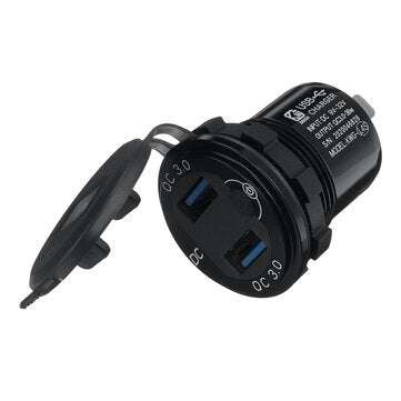 QC3.0 Dual USB Charger Fast Charge Socket Outlet With Voltage Display For Car Truck Boat Yacht Water