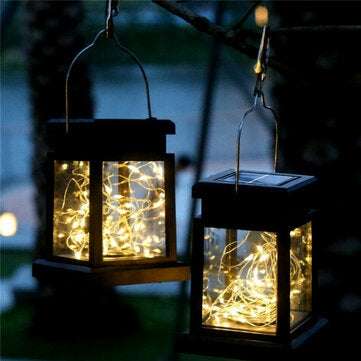LED Solar Powered Hanging Lantern Light Outdoor Garden Table Fairy String Lamp Waterproof Courtyard