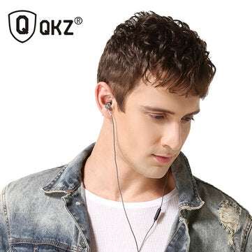 QKZ DM9 Metal Heavy Bass HiFi Earphone 3.5mm Wired In-Ear Earbuds with Mic for Samsung