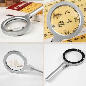 Hand Held 3x 8x Magnifying Glass Lens Magnifier 12 Light Reading Newspaper Gift