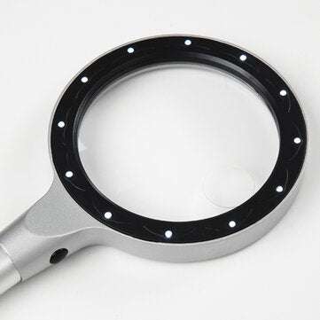 Hand Held 3x 8x Magnifying Glass Lens Magnifier 12 Light Reading Newspaper Gift