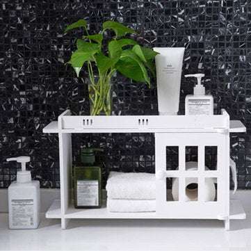 Bathroom Kitchen Storage Rack Wall Punch-free Toilet Washbasin Storage Cabinet