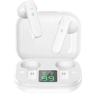 Bakeey R20 TWS Earphone Wireless bluetooth V5.0 Headphones HIFI Bass NFC LED Displ... (COLOR: WHITE)