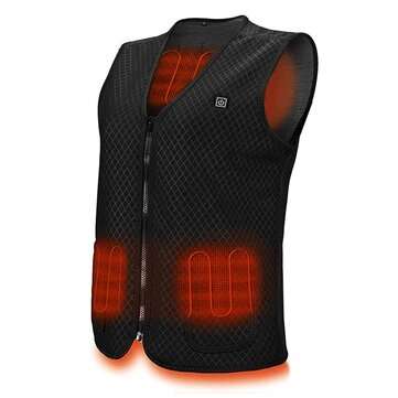 7 Heating Zone Electric Heated Vest Zipper Winter Warm Thermal Waistcoat Black For Rid... (SIZE: XL)
