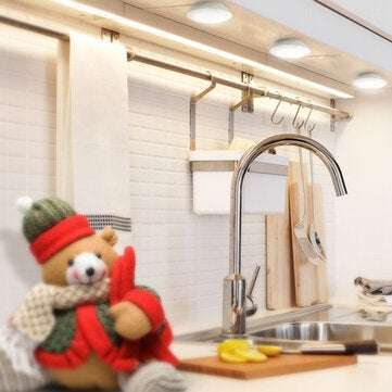 6PCS LED Wireless Cabinet Light Kitchen Counter Under Touch Closets Lighting Puck Lamp with Remote C