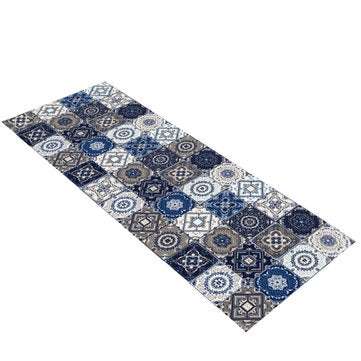 Bohemian Style Polyester Fiber Blue Floor Mat Slip Resistance Car... (TYPE: 40X6040X120CM2-PIECESET)