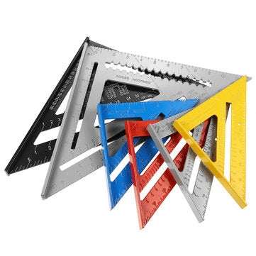7"12" Die-cast Aluminum Triangle Ruler Metric Imperial Meter Squar... (COLOR.: BLUE | LENGTH: 7INCH)