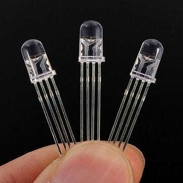 50pcs 5mm Full-color LED RGB Common Anode Four Feet Transparent Highlight Color Light 5mm Diode Colo
