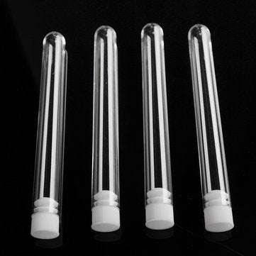 50Pcs 12x100mm Clear Plastic Test Laboratory Tubes Container with White Push Caps