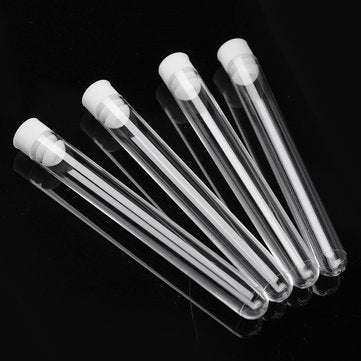 50Pcs 12x100mm Clear Plastic Test Laboratory Tubes Container with White Push Caps