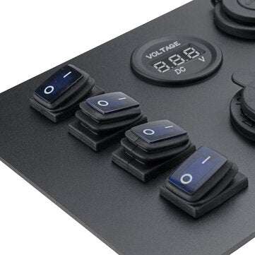 4 Gang LED 12V/24V ON-OFF Rocker Switch Dual USB Car Marine Boat Switch Panel