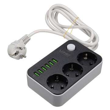 5V 3.4A Desktop 3 Power Socket 6 USB Port 5.24ft/1.6m EU Plug Charging Socket