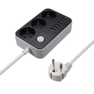 5V 3.4A Desktop 3 Power Socket 6 USB Port 5.24ft/1.6m EU Plug Charging Socket