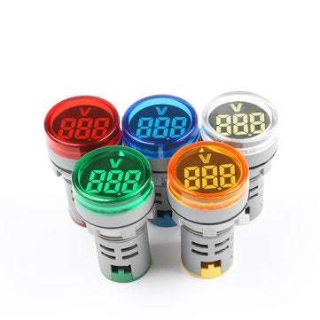 3pcs Blue LED 22mm DC Voltage Measuring Instrument Mini Voltagemeter DC6~100V AD101-22VM Indicator V