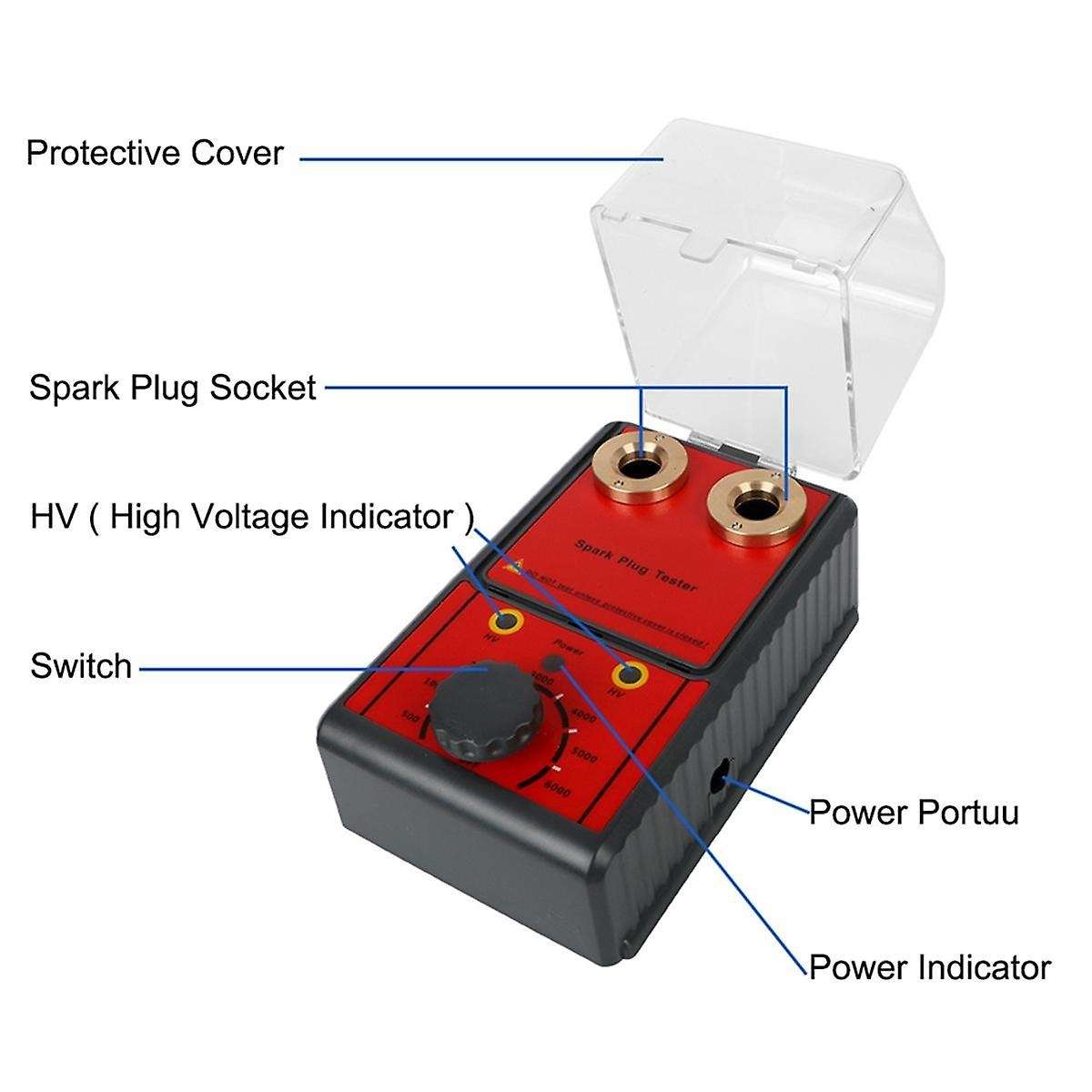 0-6000rpm 12v Spark Plug Tester Diagnostic Tool Analyzer Ignition System Test Motorcycle Truck Gasol