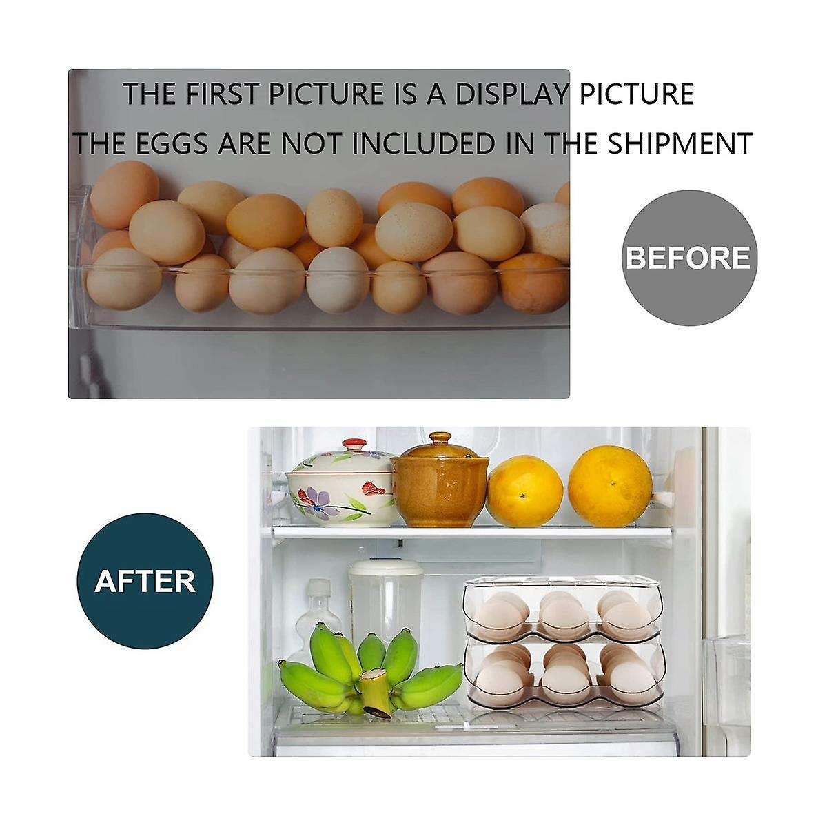 1 Layer Automatically Rolling Egg Storage Container ,capacity Egg Organizer for Fridge with Lid