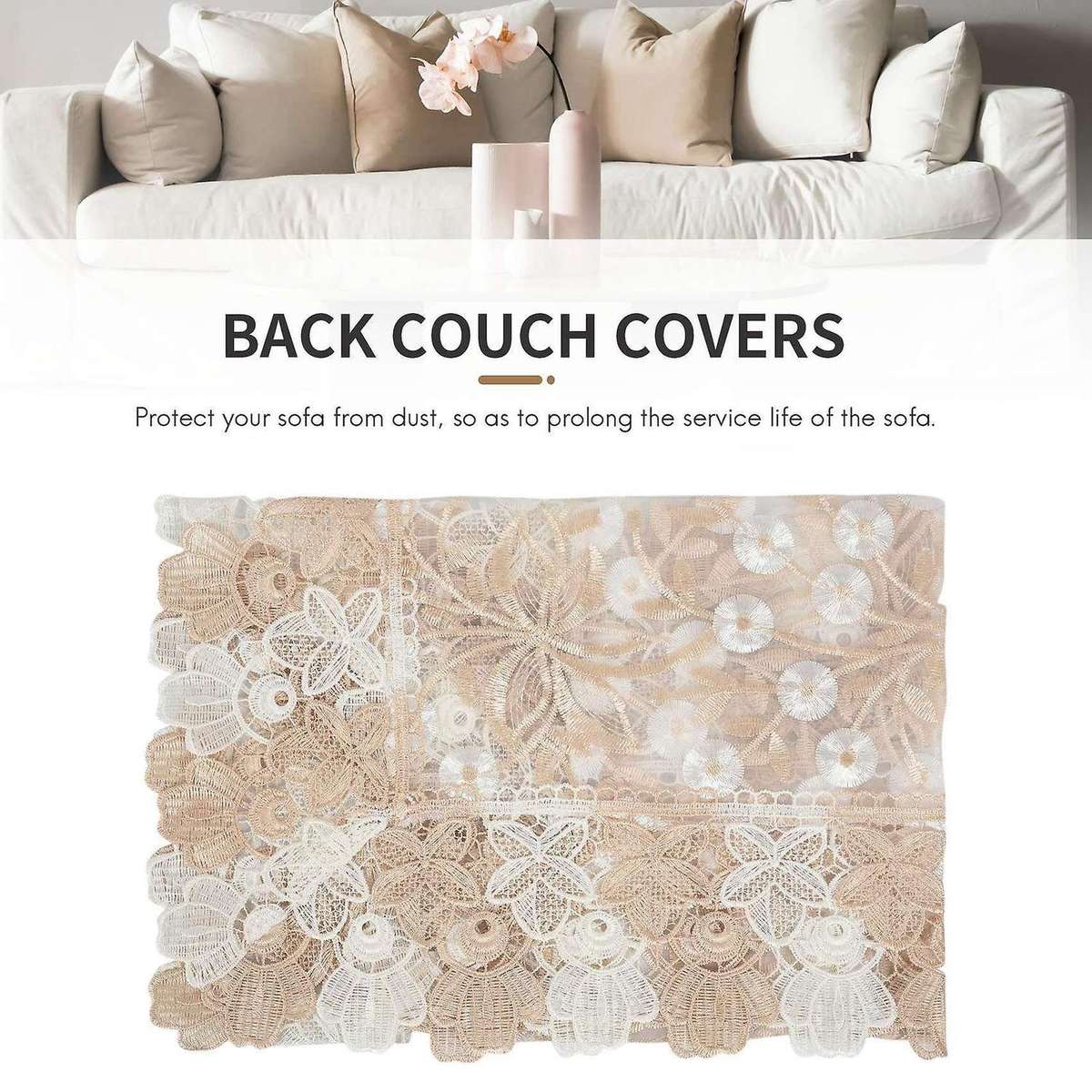 1 Pack Lace Sofa Cover, Embroidery Back Couch Covers Furniture Protector Table Cover (60x70cm/23.6x