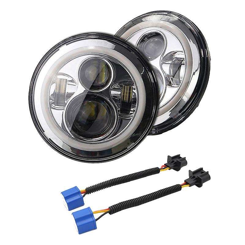 1 Pair 7 inch LED Headlight High/Low Beam Fit for CJ JK LJ 97-17