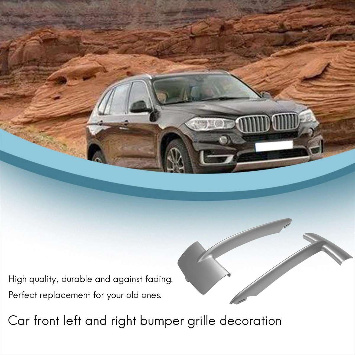 1 Pair Bumper Grille Grill Trim Bumper Compatible BMW X5 F15 2014-2017