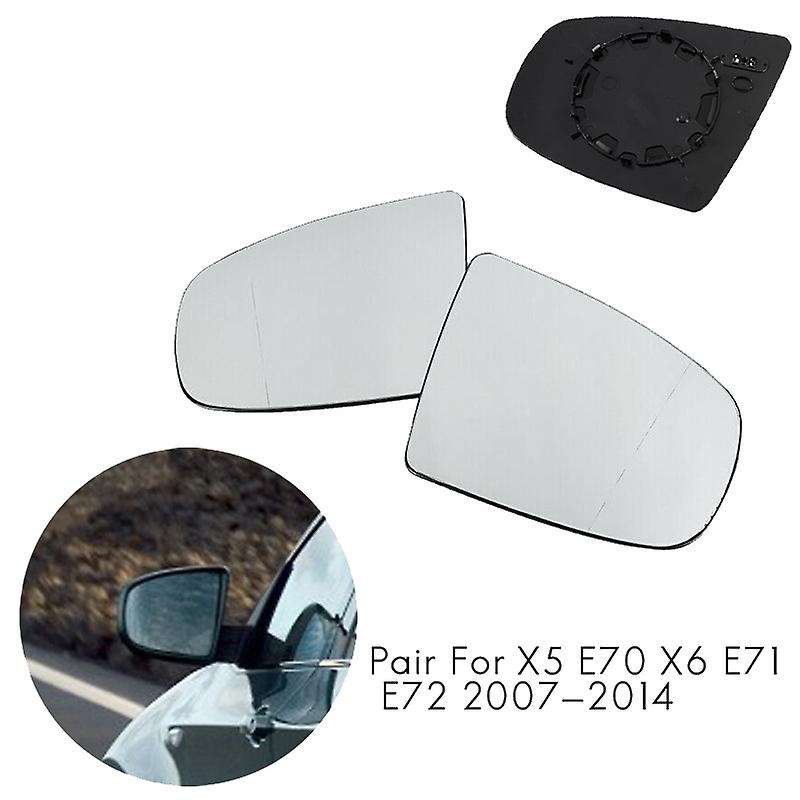1 Pair Car Rear View Mirror Side Door Mirror Glass Heated for X5 E70 2007-2013 X6 E71 E72 2008-2014
