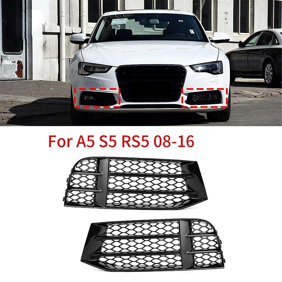 1 Pair Fog Light Grille Honeycomb Mesh Bumper Cover for A5 S5 RS5 08-16 Decorative Modification Par
