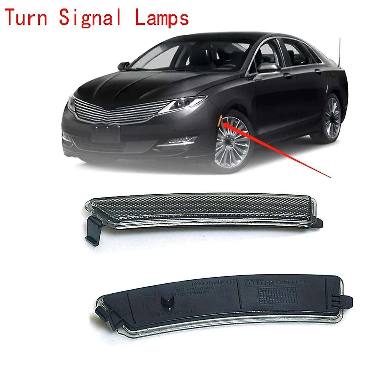 1 Pair Front Bumper Reflector Side Marker Lights Turn Signal Lamps for Mkz 2013-2016