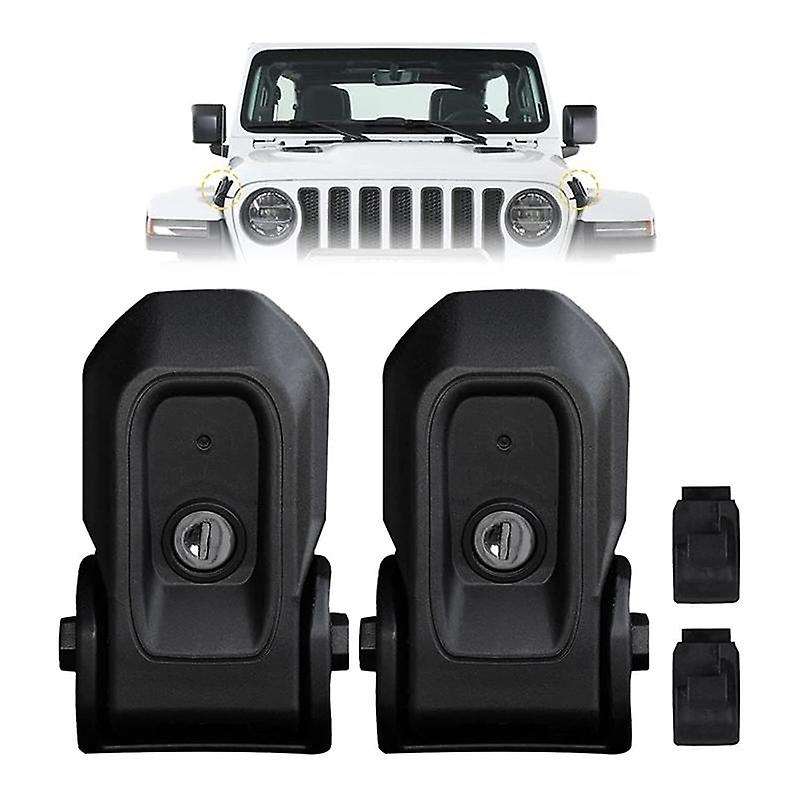 1 Pair Hood Catch Latch with Key Kit Abs+metal Durable and Anti-rust for Wrangler Jl 2018-2020 Mgo3