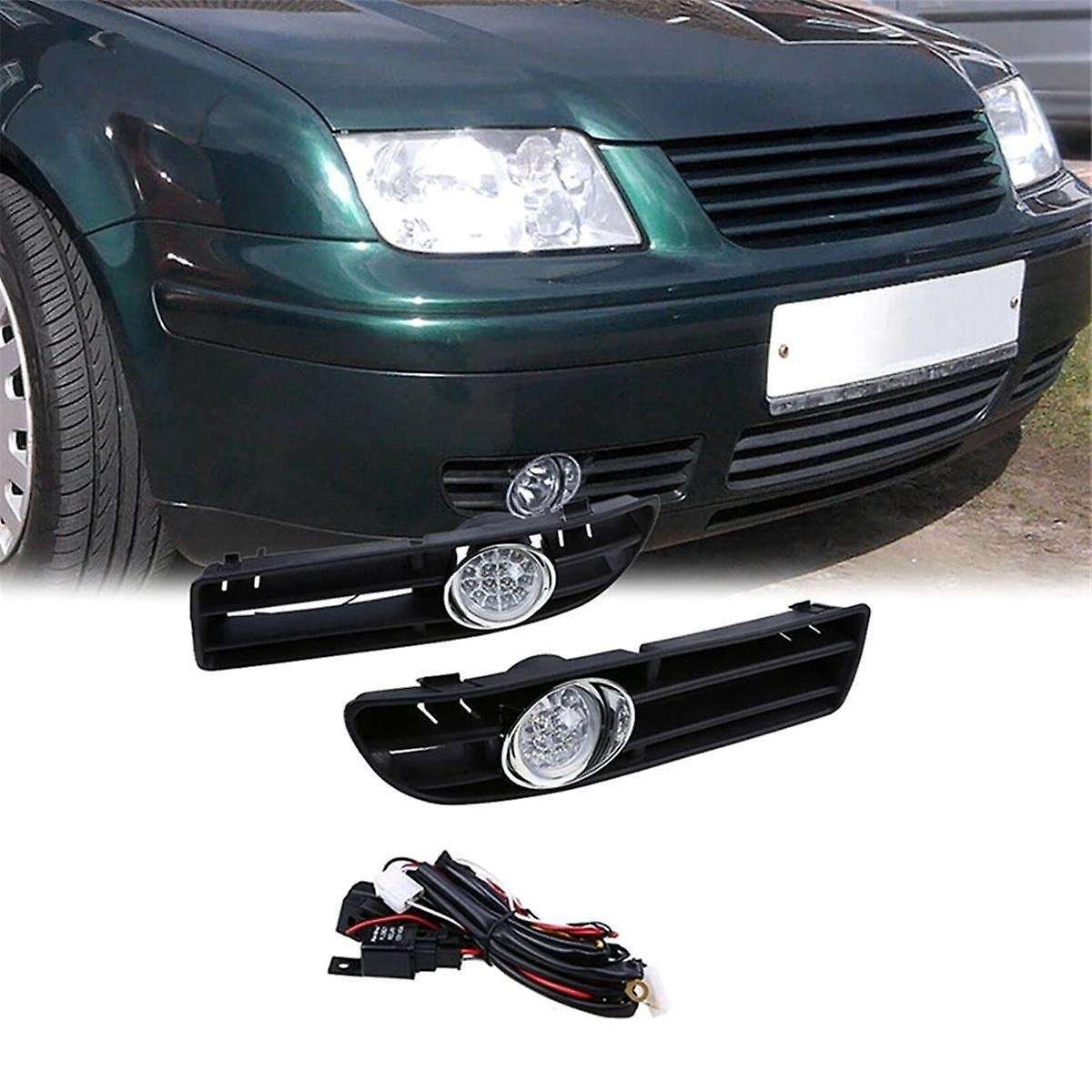 1 Pair Led Foglamp Front Grille Front Bumper Grille Fog Lights for Mk4 1999-2007