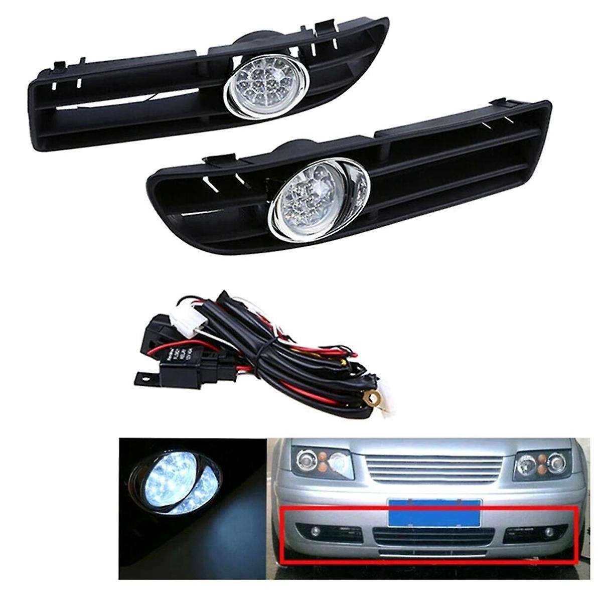 1 Pair Led Foglamp Front Grille Front Bumper Grille Fog Lights for Mk4 1999-2007